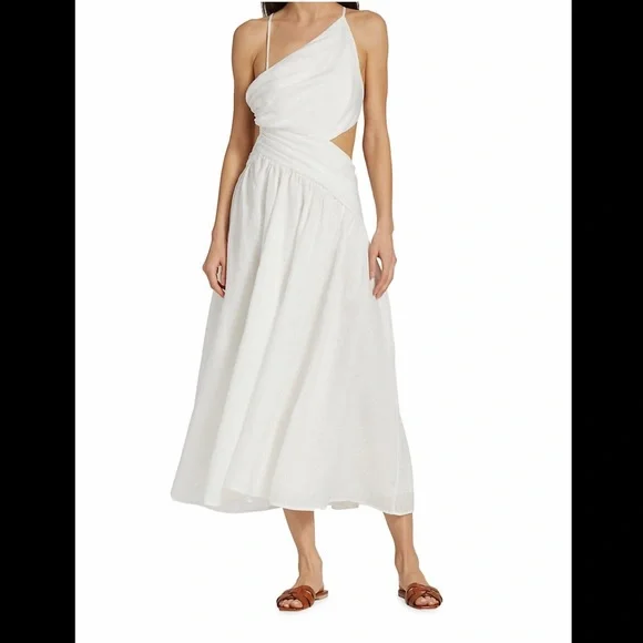 NWT Zimmermann Ivory Tropicana Asymmetric Open Back Dress $675 - Picture 2 of 6